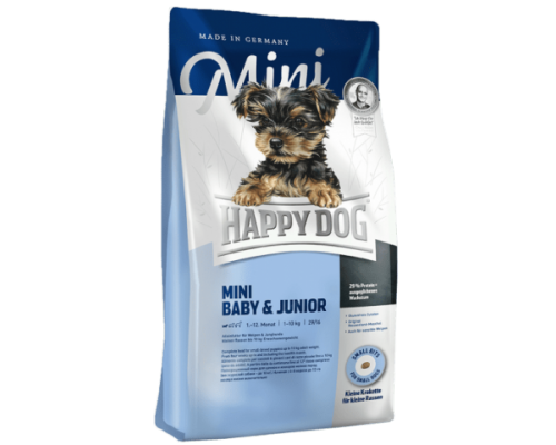 Happy Dog Mini Baby / Junior для щенков и юниоров мелких пород. Птица/Лосось. Вес: 1 кг