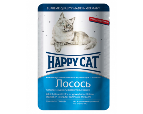 Happy Cat Паучи /лосось ломтики/ в соусе. Вес: 100 г