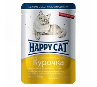 Happy Cat Паучи для стерилизованных кошек /курочка кусочки/ в соусем. Вес: 100 г