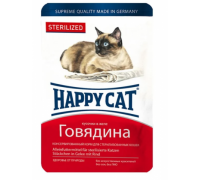 Happy Cat Паучи для стерилизованных кошек /говядина кусочки/ в желе. Вес: 100 г