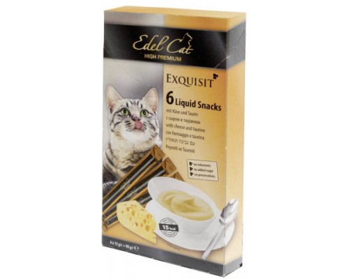 Edel Cat Лакомство крем-суп, сыр и таурин, поддерживает зрение и функцию сердца 6 шт