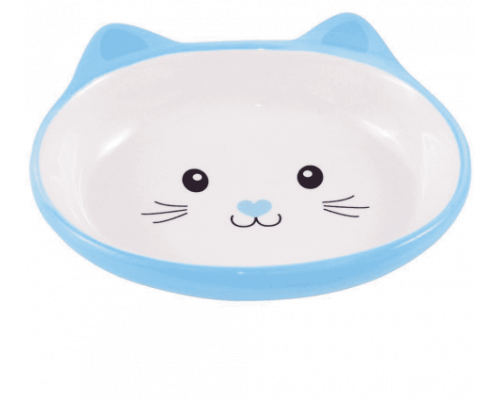 КерамикАрт Миска керамическая для кошек 160мл Мордочка кошки голубая
