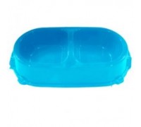 FAVORITE миска пластиковая двойная нескользящая голубая 0,45л