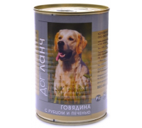 DOG LUNCH консервы для собак Говядина с Рубцом и печенью в желе (ДОГ ЛАНЧ). Вес: 410 г