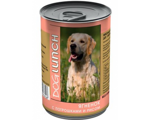 DOG LUNCH консервы для собак Ягненок с потрошками и рисом в желе (ДОГ ЛАНЧ). Вес: 410 г