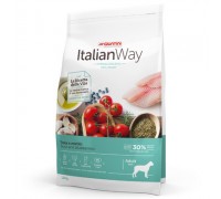 Italian Way Беззерновой корм для собак крупных пород со свежей форелью и черникой, контроль веса и профилактика аллергии (ITALIAN WAY MAXI IDEAL WEIGHT TROUT/BLUEBERRY). Вес: 12 кг