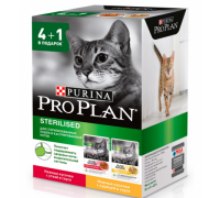 Акция 4+1 Pro Plan Nutrisavour Sterilised для взрослых кошек кастрированных / стерилизованных в соусе Утка/Курица Пауч (Про План): 4+1