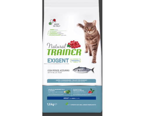 Trainer Сухой корм Natural Exigent Cat для привередливых кошек с океанической рыбой. Вес: 1,5 кг
