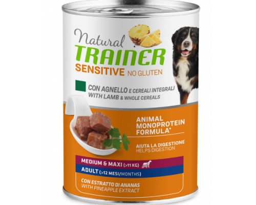Trainer SENSITIVE No Gluten Medium/Maxi Adult Lamb and Rice консервы для взрослых собак средних и крупных пород с ягненком и рисом без глютена. Вес: 400 г