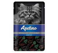 Apetino Корм консервы для кошек Утка и Морковь в соусе пауч. Вес: 85 г
