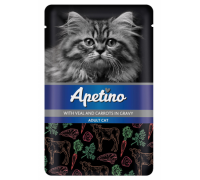 Apetino Корм консервы для кошек Телятина и Морковь в соусе пауч. Вес: 85 г