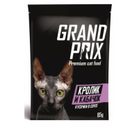 GRAND PRIX консервы для кошек кусочки в соусе Кролик и Кабачок (пауч). Вес: 85 г