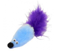 PETTO Игрушка "Мышь с мятой" GoSi голубой мех с хвостом из пера на картоне с еврослотом