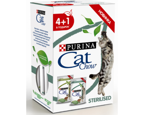 PURINA CAT CHOW пауч для кошек стерилизованных Курица/ягненок (Кэт Чау). Вес: 5х85 г