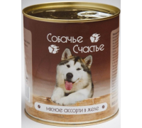 Собачье Счастье консервы для собак Мясное ассорти в желе. Вес: 125 г