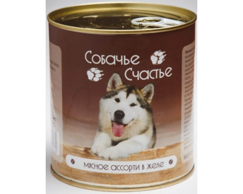 Собачье Счастье консервы для собак Мясное ассорти в желе. Вес: 125 г