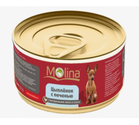 Молина Консервы для собак Цыпленок с печенью в соусе. Вес: 85 г