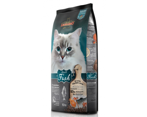 Leonardo Эдалт-Сенситив сухой корм для Взрослых кошек Рыба/рис для здоровья кожи/шерсти. Вес: 15 кг