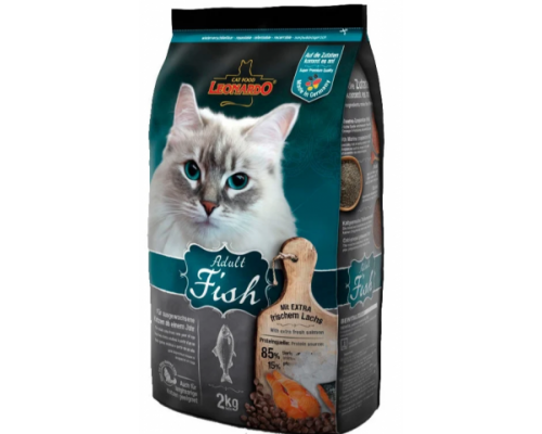 Leonardo Эдалт-Сенситив сухой корм для Взрослых кошек Рыба/рис для здоровья кожи/шерсти. Вес: 2 кг