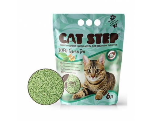 Cat Step наполнитель растительный комкующийся Зеленый чай (Кэт Степ) 6 л