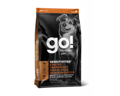 GO! Беззерновой для щенков и собак со свежей олениной для чувствительного пищеварения (SENSITIVITIES Limited Ingredient Grain-Free Venison recipe for dogs). Вес: 1,59 кг