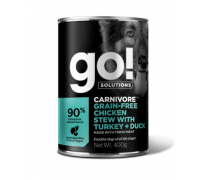 GO! Консервы беззерновые с тушеной курицей, индейкой и мясом утки для собак (Carnivore GF Chicken Stew with Turkey + Duck DF). Вес: 400 г