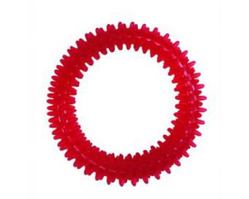 ZIVER Игрушка "Кольцо игольчатое" красное 11 см с шипами для массажа десен и чистки зубов, молочный аромат