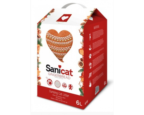 Sanicat Комкующийся наполнитель с ароматом имбирного пряника, лимитированная серия (Gingerbread 6l) 6 л