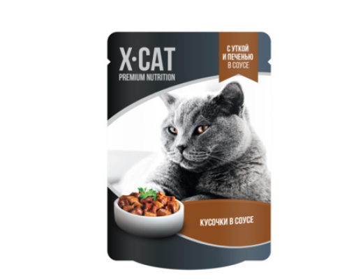 X-CAT Консервы для кошек с уткой и печенью в соусе. Вес: 85 г