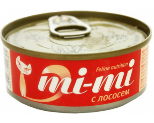 Mi-Mi консервы для Кошек и Котят Кусочки тунца с лососем в желе. Вес: 80 г