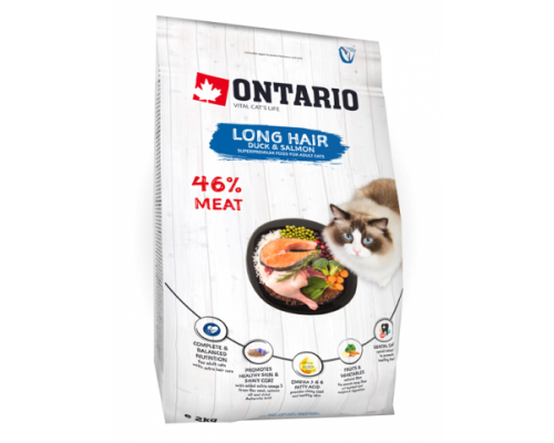 Ontario Для длинношерстных кошек с уткой и лососем (Cat Longhair). Вес: 400 г