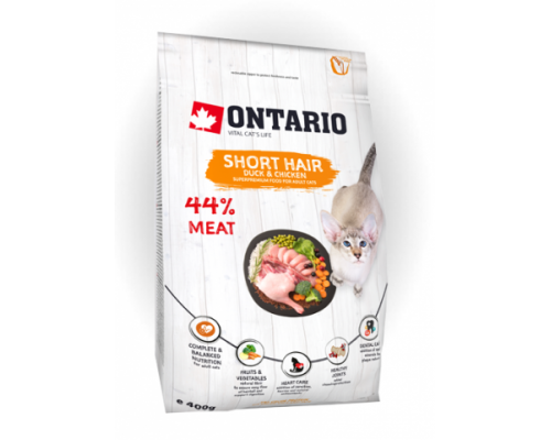 Ontario Для короткошерстных кошек с курицей и уткой (Cat Shorthair). Вес: 400 г