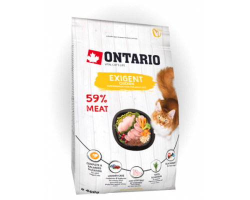 Ontario Для особо требовательных кошек с курицей (Cat Exigent). Вес: 400 г