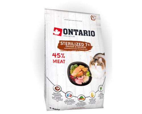 Ontario Для пожилых стерилизованных кошек с курицей (Cat Sterilised 7+). Вес: 400 г