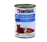 Ontario Консервы для кошек говядина и лосось (Beef, Salmon, Sunflower). Вес: 400 г