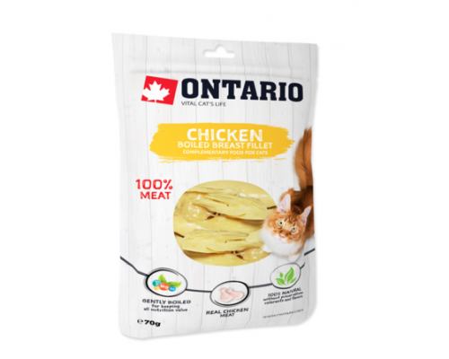 Ontario лакомства для кошек филе вареной куриной грудки. Вес: 70 г
