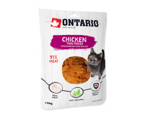 Ontario лакомства для кошек кусочки цыпленка, тонкие. Вес: 50 г