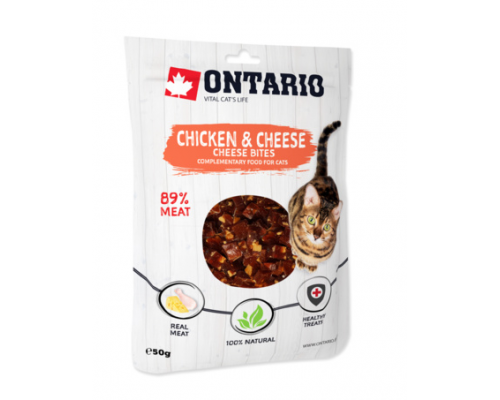 Ontario лакомства для кошек кусочки курицы и сыра. Вес: 50 г