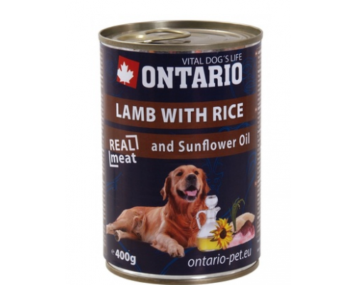 Ontario Консервы для собак ягненок и рис (Lamb, Rice, Sunflower). Вес: 400 г