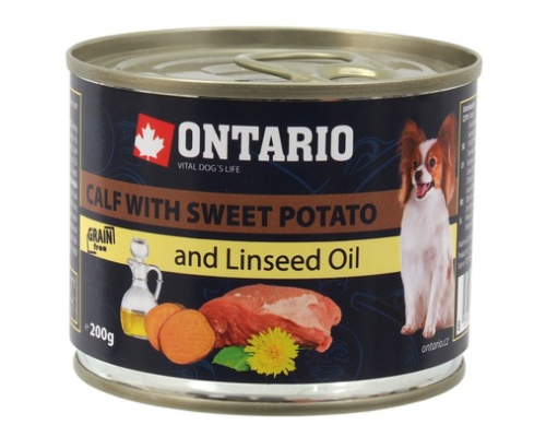Ontario Консервы для собак телятина и батат (Mini - Calf, Sweet potato, Dandelion and linseed). Вес: 200 г