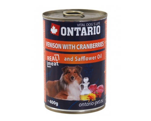 Ontario Консервы для собак оленина и клюква (Venison, Cranberries, Safflower). Вес: 400 г