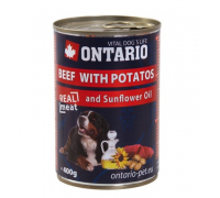 Ontario Консервы для собак говядина и картофель (Beef, Potatos, Sunflower). Вес: 400 г