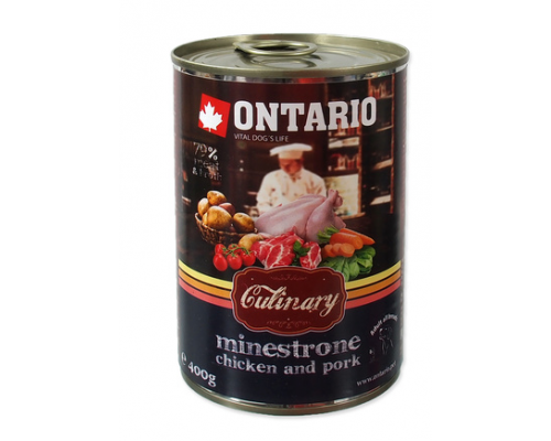 Ontario Консервы для собак "Минестроне с Курицей и Свининой" (Culinary Minestrone Chicken and Pork). Вес: 400 г