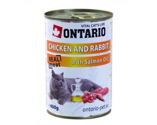 Ontario Консервы для кошек курица и кролик (Chicken, Rabbit, Salmon) 6шт*200 г