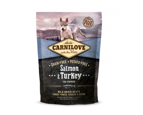 Carnilove Беззерновой корм для щенков всех пород Salmon & Turkey for Puppies с лососем и индейкой. Вес: 1,5 кг