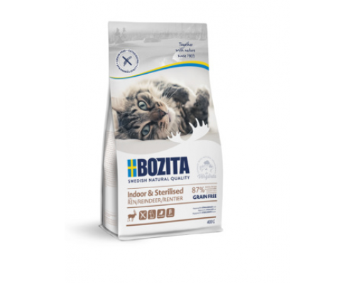 BOZITA Сухой беззерновой корм для стерилизованных и малоподвижных кошек с оленем. Вес: 400 г