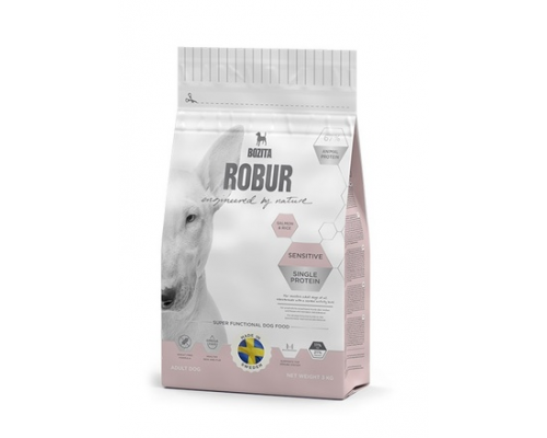 BOZITA Robur сухой корм для взрослых собак с нормальным уровнем активности и чувствительным пищеварением, с лососем (Sensitive Single Protein Salmon & Rice 21/11). Вес: 3 кг