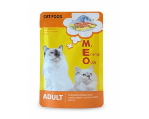 Me-O ПАУЧ для кошек Тунец и Креветки в желе. Вес: 80 г