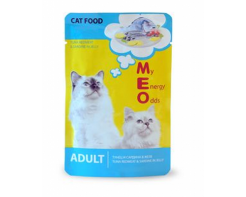 Me-O ПАУЧ для кошек Тунец и Сардина в желе. Вес: 80 г