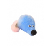 PETTO Игрушка "Мышь с мятой" GoSi голубой мех с хвостом из натуральной норки на веревке на картоне с еврослотом